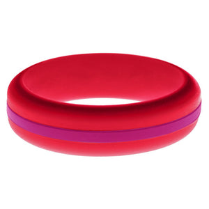 Womens Red Silicone Ring with Dark Pink Changeable Color Band