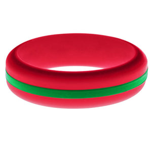 Womens Red Silicone Ring with Green Changeable Color Band
