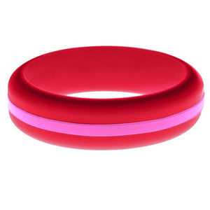 Womens Red Silicone Ring with Hot Pink Changeable Color Band