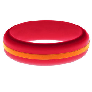 Womens Red Silicone Ring with Orange Changeable Color Band