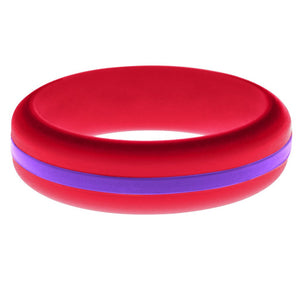 Womens Red Silicone Ring with Purple Changeable Color Band