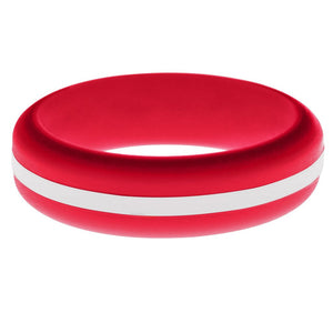 Womens Red Silicone Ring with White Changeable Color Band