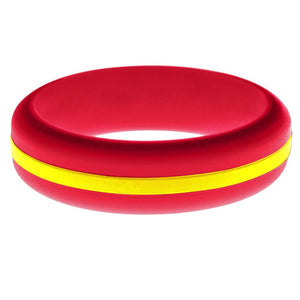 Womens Red Silicone Ring with Yellow Changeable Color Band
