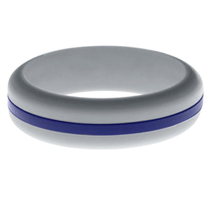 Womens Silver Silicone Ring with Blue Changeable Color Band