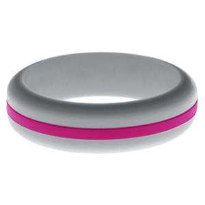 Womens Silver Silicone Ring with Dark Pink Changeable Color Band