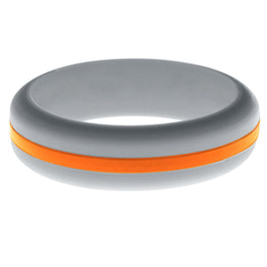 Womens Silver Silicone Ring with Orange Changeable Color Band