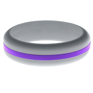 Womens Silver Silicone Ring with Purple Changeable Color Band