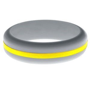 Womens Silver Silicone Ring with Yellow Changeable Color Band
