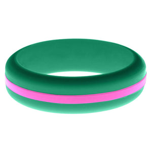 Womens Teal Silicone Ring with Hot Pink Changeable Color Band