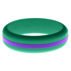 Womens Teal Silicone Ring with Purple Changeable Color Band