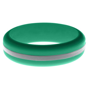 Womens Teal Silicone Ring with Silver Changeable Color Band