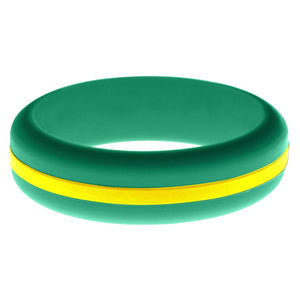 Womens Teal Silicone Ring with Yellow Changeable Color Band