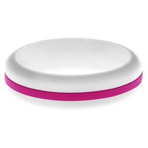 Womens White Silicone Ring with Dark Pink Changeable Color Band