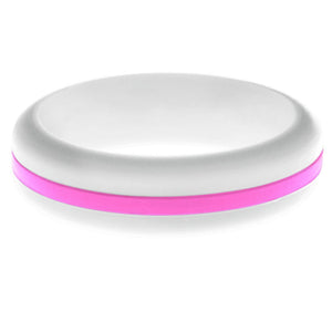 Womens White Silicone Ring with Hot Pink Changeable Color Band