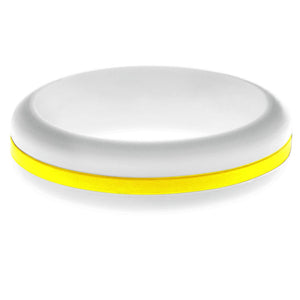 Womens White Silicone Ring with Yellow Changeable Color Band