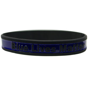 Blue Lives Matter Black Wristband With Thin Blue Line In The Middle