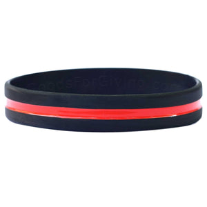 Firefighter Black Wristband With Thin Red Line in the meddle